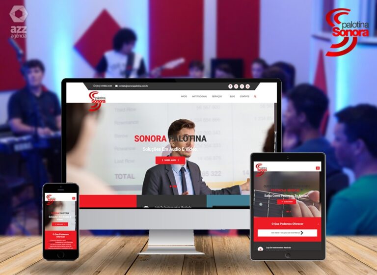 Página inicial do site da Escola de Música Sonora
