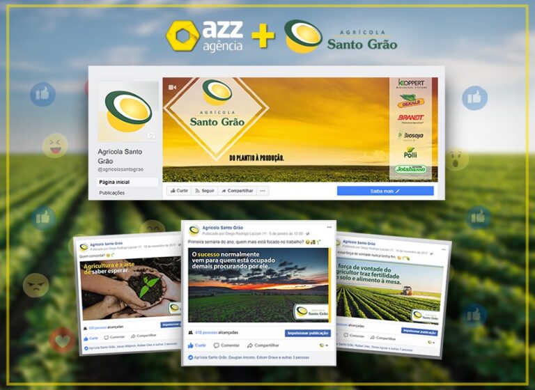 Página de Facebook personalizada e gerenciada pela AZZ para a Agrícola Santo Grão