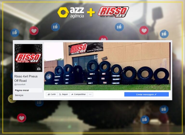 Página de Facebook personalizada pela AZZ para a loja de pneus Risso 4x4