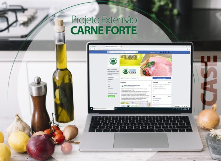 Página inicial do site do Projeto Extensão Carne Forte sobre a importância da carne suína