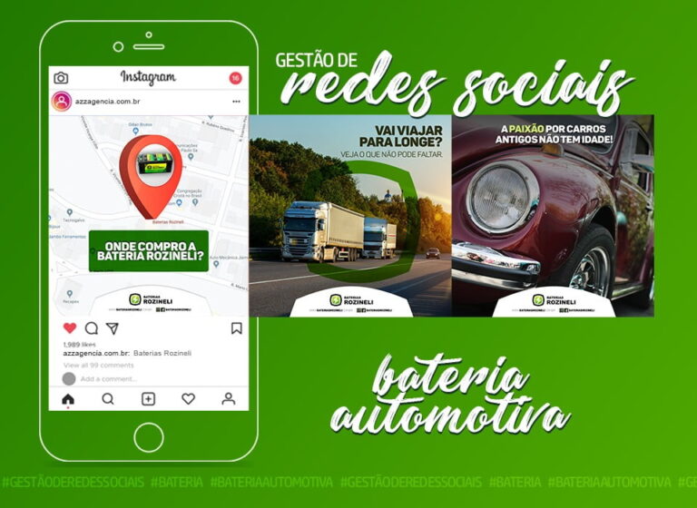 Peças criadas pela AZZ para as redes sociais da Baterias Rozineli
