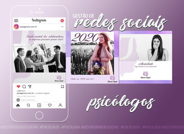 Peças criadas pela AZZ para as redes sociais da psicóloga Luciana Cugula