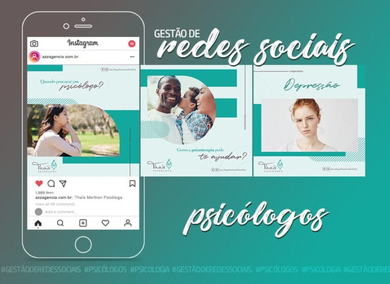 Peças criadas pela AZZ para as redes sociais da psicóloga Thaís