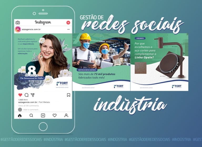 Peças criadas pela AZZ para o Instagram e o Facebook da Fort Metais