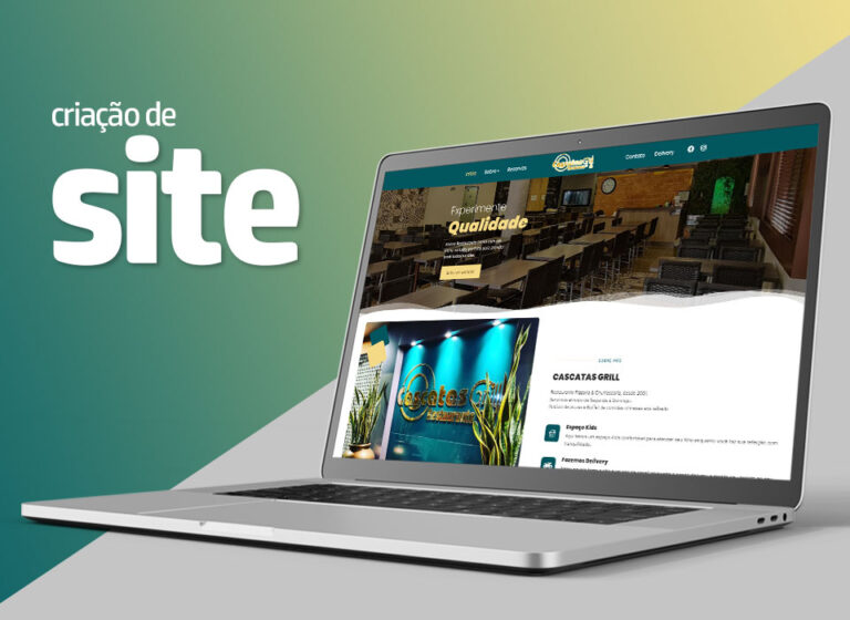 Página inicial do site do Cascatas Grill com a chamada Sabor Qualidade Conforto