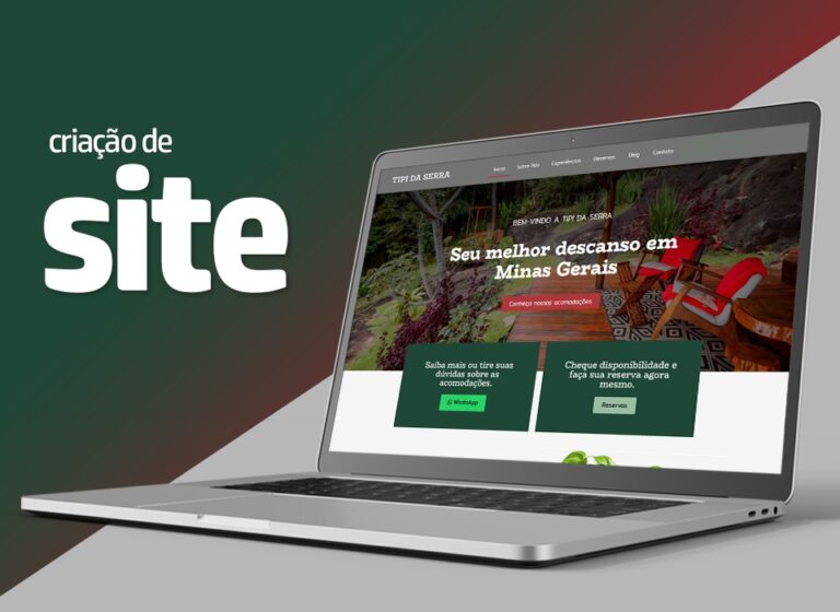 Site institucional criado pela AZZ para a hospedaria na natureza Tipi da Serra