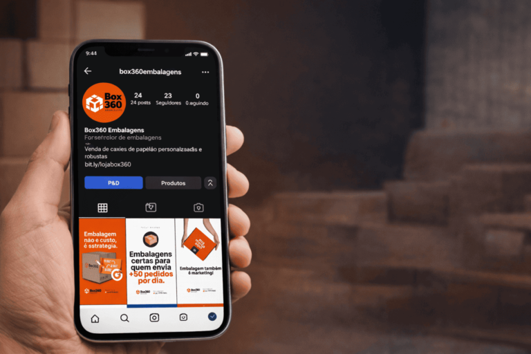 Perfil do Instagram criado pela AZZ para a Box360 Embalagens