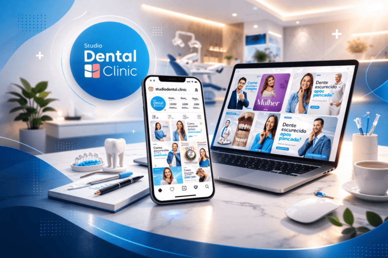 Peças criadas pela AZZ para as redes sociais da Studio Dental Clinic