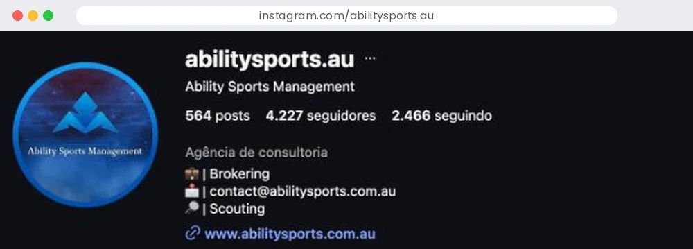 Perfil @abilitysports.au no Instagram