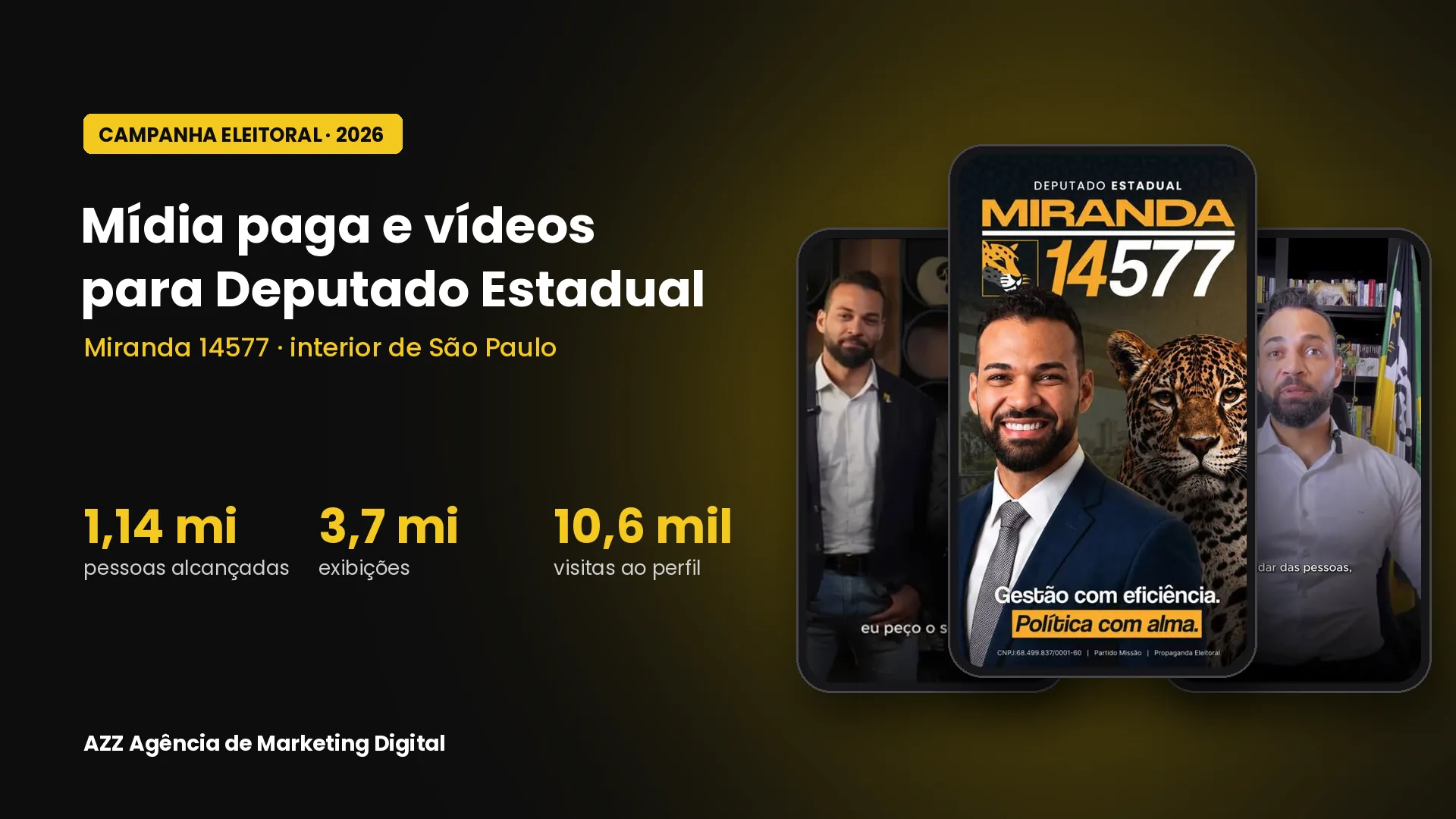Campanha de mídia paga para Deputado Estadual Miranda 14577 criada pela AZZ Agência