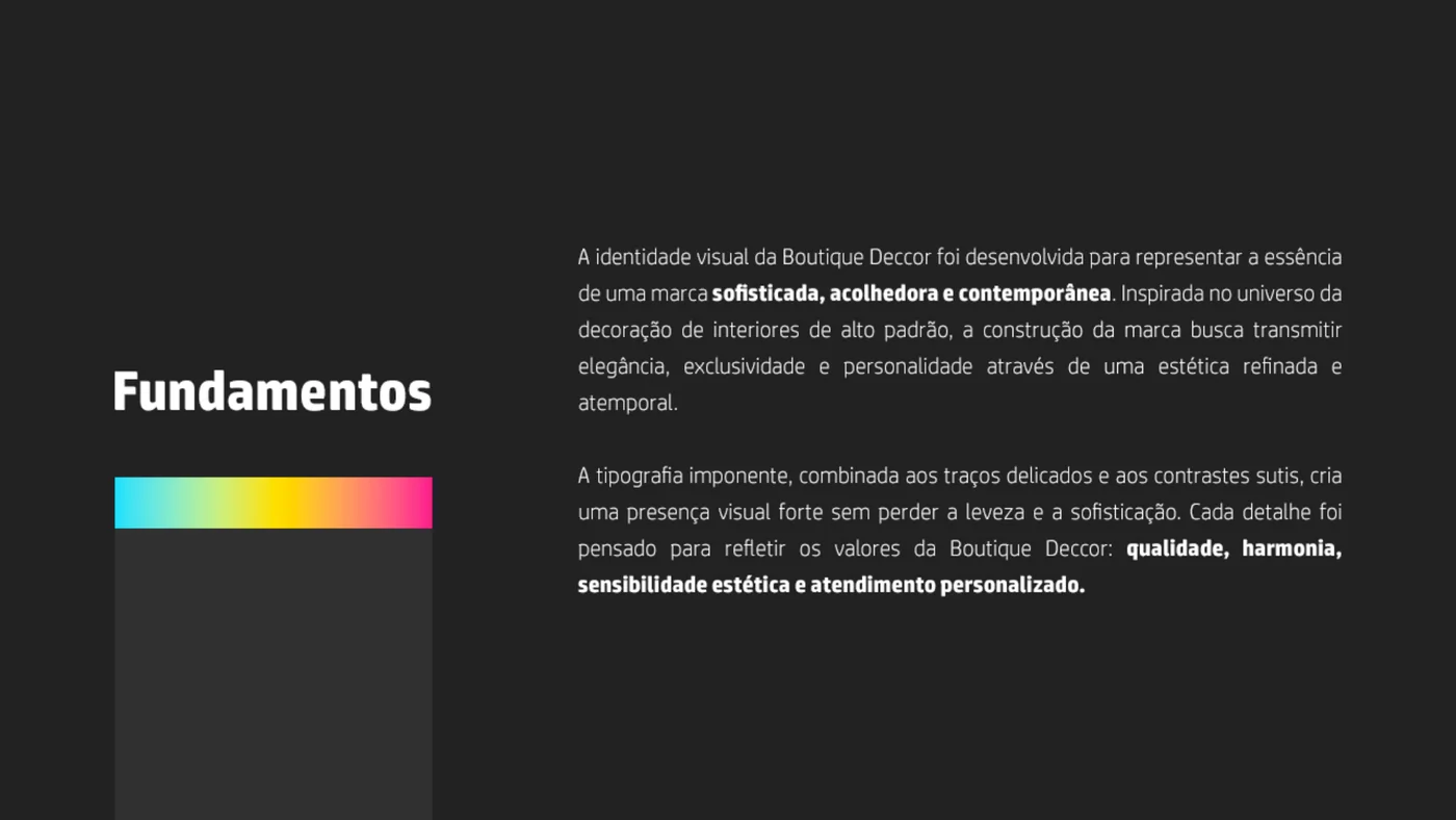 Fundamentos da marca Boutique Deccor no mini manual