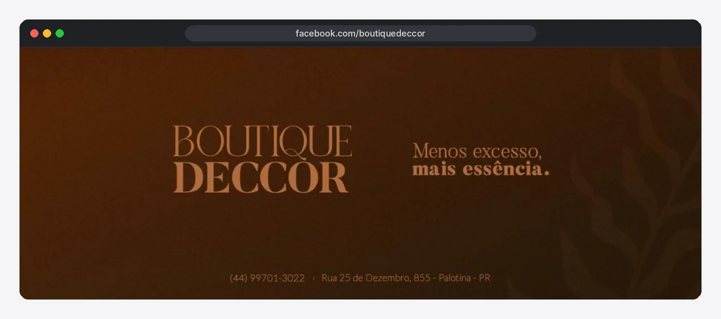 Capa do Facebook da Boutique Deccor