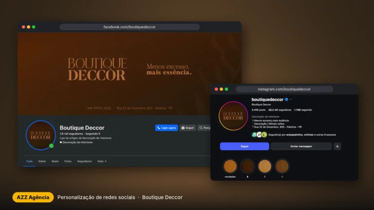 Capa do serviço realizado pela AZZ Agência para Boutique Deccor
