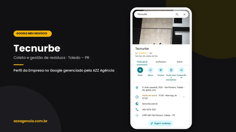Perfil da Empresa no Google (Google Meu Negócio) de Tecnurbe gerenciado pela AZZ Agência