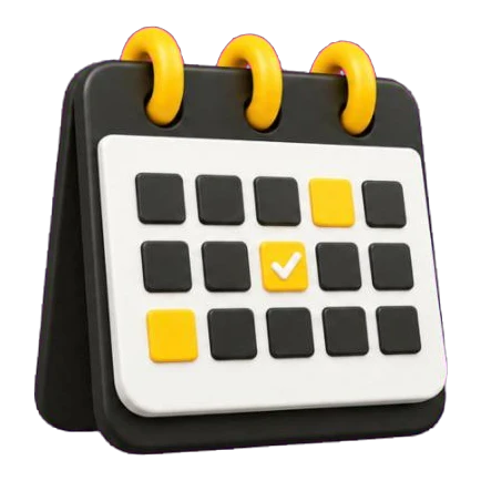 Ícone 3D de calendário – presença constante