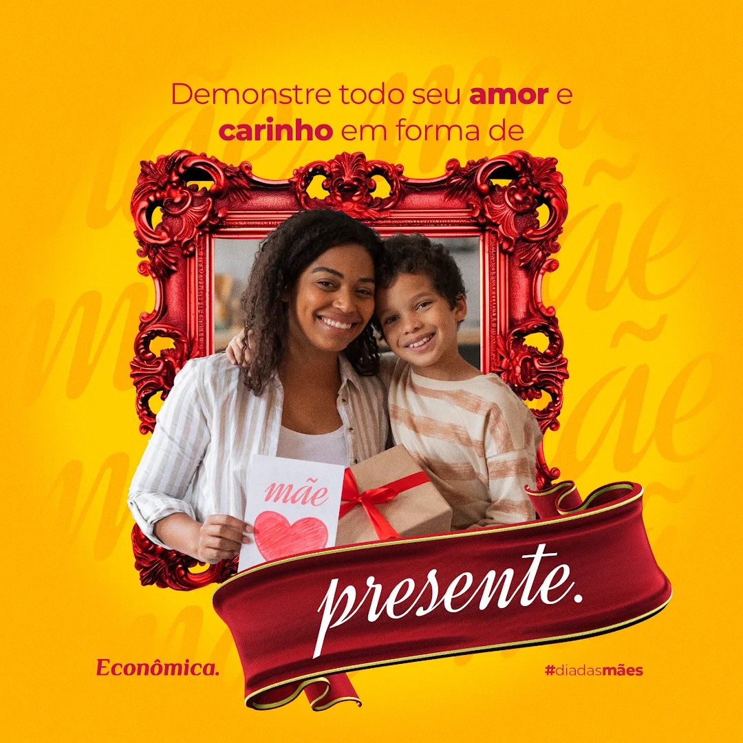 Post para Instagram das Lojas Econômica criado pela AZZ Agência: post de Dia das Mães