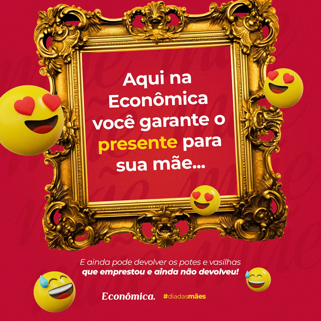Post para Instagram das Lojas Econômica criado pela AZZ Agência: campanha de Dia das Mães com presentes da loja