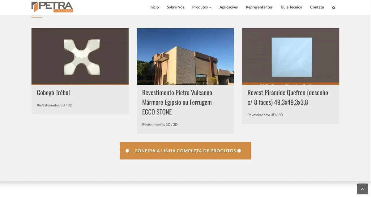 Criação de Site para Fábrica de Revestimentos Petra Revest