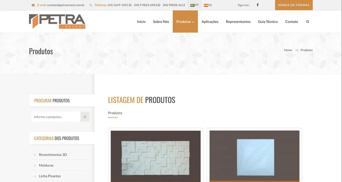 Criação de Site para Fábrica de Revestimentos Petra Revest