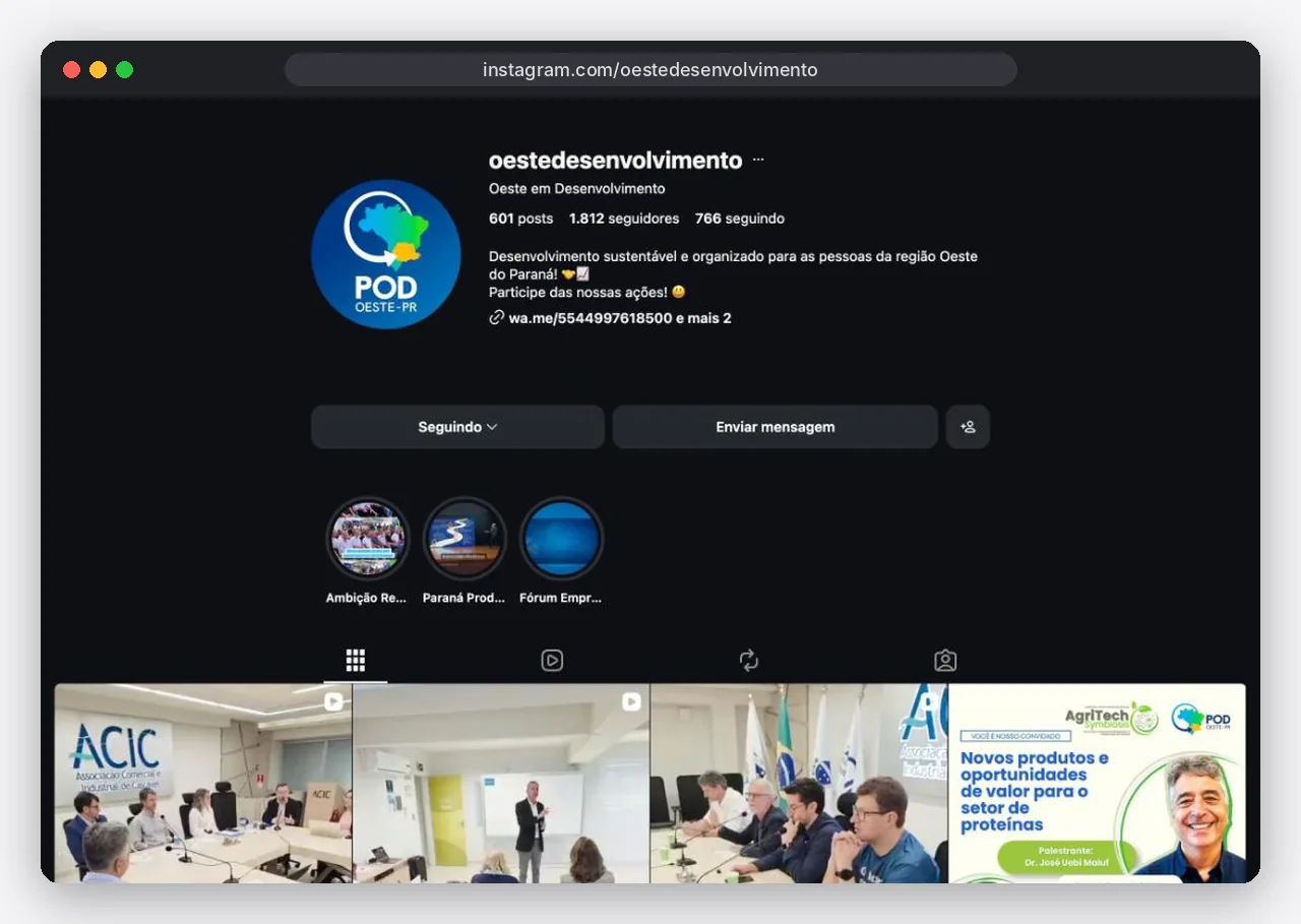 Perfil @oestedesenvolvimento no Instagram