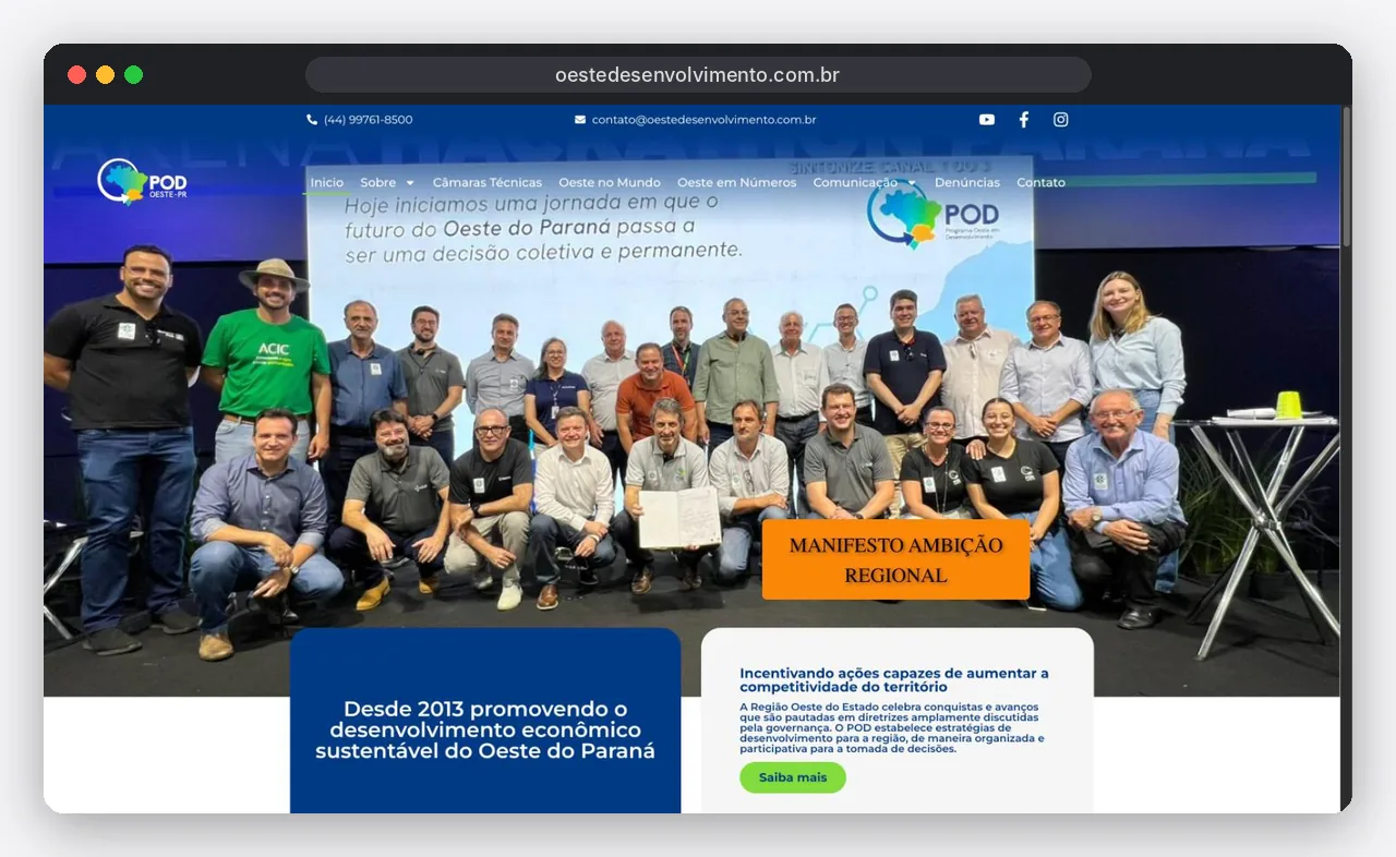 Página inicial do site oestedesenvolvimento.com.br